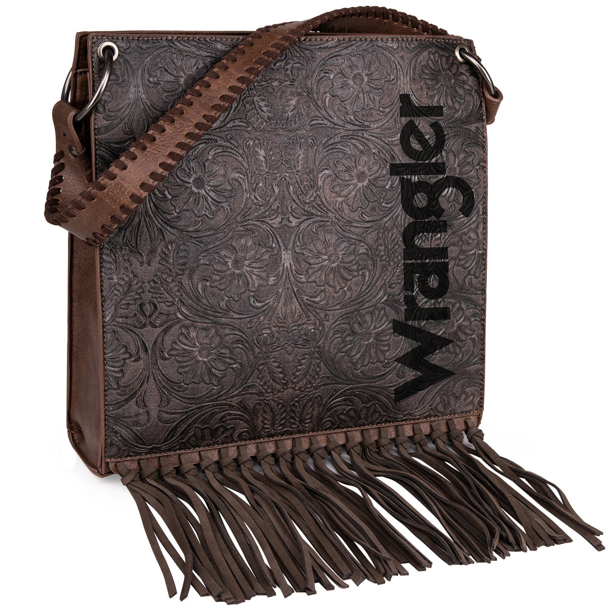 Wrangler Floral Embossed Fringe Concealed Carry Hobo/Crossbody - Coffee - Cowgirl Wear