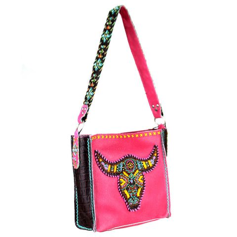 Delila 100% Genuine Leather Hand Embroidered Collection Mini Tote - Cowgirl Wear