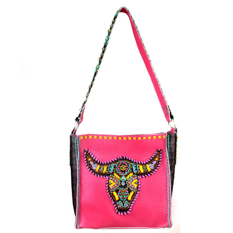 Delila 100% Genuine Leather Hand Embroidered Collection Mini Tote - Cowgirl Wear