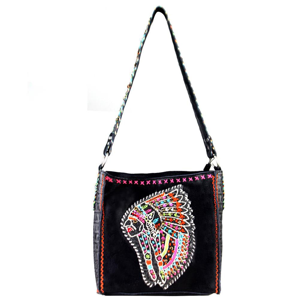 Delila 100% Genuine Leather Hand Embroidered Collection Mini Tote - Cowgirl Wear