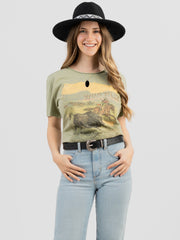 Women's Mineral Wash "Wild West" Rodeo Graphic Short Sleeve Tee - Cowgirl Wear