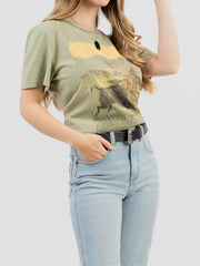 Women's Mineral Wash "Wild West" Rodeo Graphic Short Sleeve Tee - Cowgirl Wear