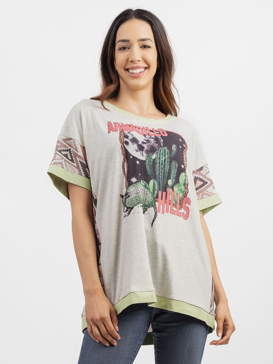 Women's Mineral Wash “ARMADILLO HHLS” Graphic Short Sleeve Tee - Cowgirl Wear