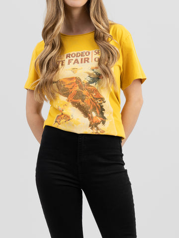 Women's Mineral Wash "Rodeo State Fair" Graphic Short Sleeve Tee - Cowgirl Wear
