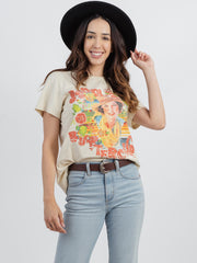 Women‘s Mineral Wash "Saddle Up Buttercup" Portrait Graphic Short Sleeve Tee - Cowgirl Wear