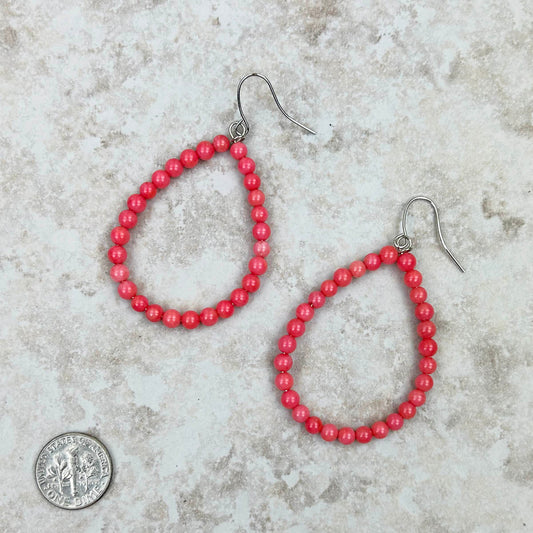 Coral teardrop hoop Earrings - Cowgirl Wear