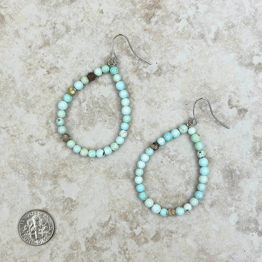 Natural Stone Teardrop Hoop Earrings - Cowgirl Wear