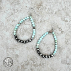 Natural Stone Teardrop Hoop Earrings - Cowgirl Wear