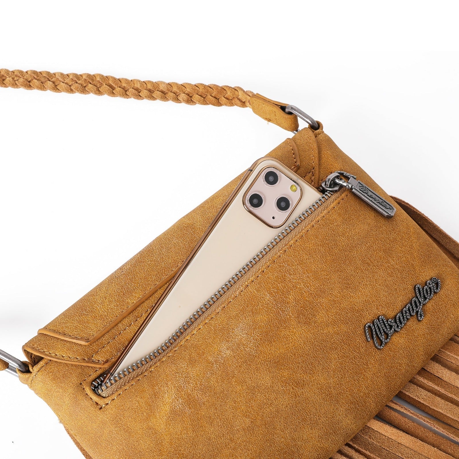 Wrangler Genuine Leather Fringe Crossbody Bag (Wrangler By Montana West) - Cowgirl Wear
