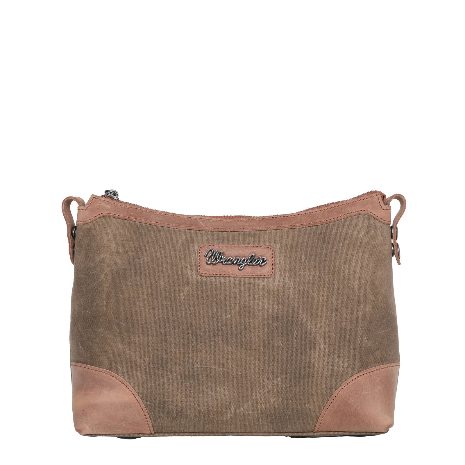 Wrangler Full Distressed Leather Concealed Carry Tote with Detachable Crossbody Bag Brown