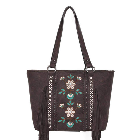 Wrangler Embroidered Floral Fringe Concealed Carry Tote - Cowgirl Wear