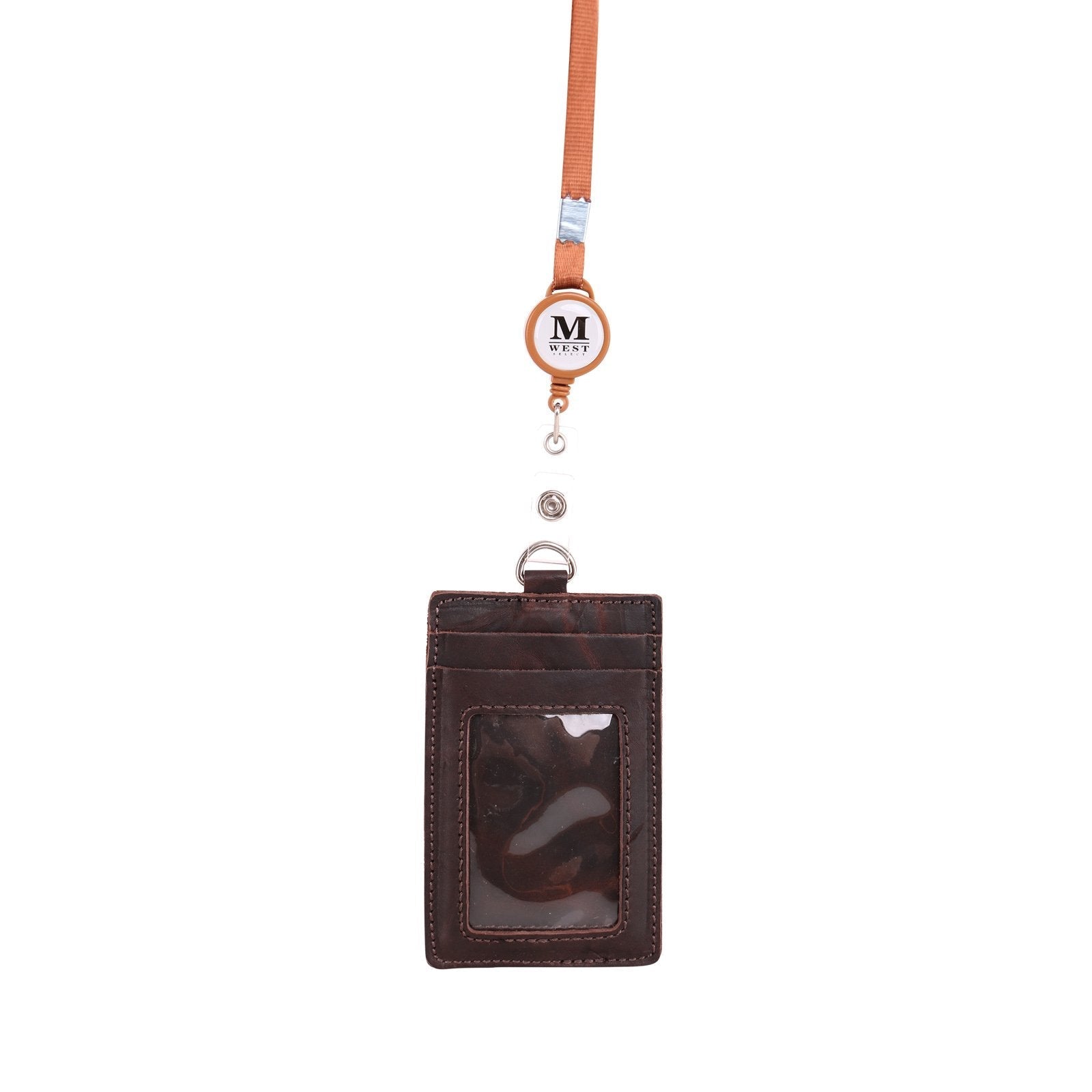 Montana West Genuine Leather Retractable ID Card Holder Reel Badge with Lanyard - Cowgirl Wear