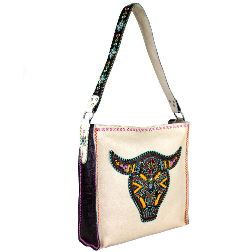 Delila 100% Genuine Leather Hand Embroidered Collection Tote Bag - Cowgirl Wear