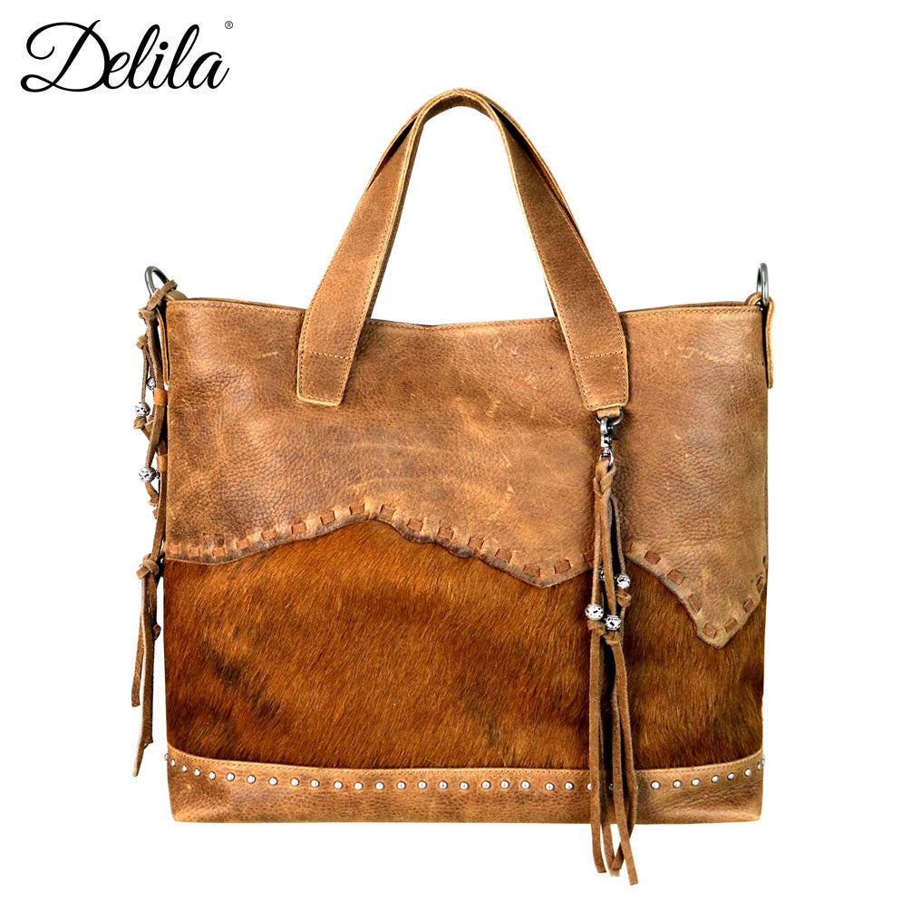 Delila 100% Genuine Leather Hair-On Hide Collection Tote/Crossbody - Cowgirl Wear