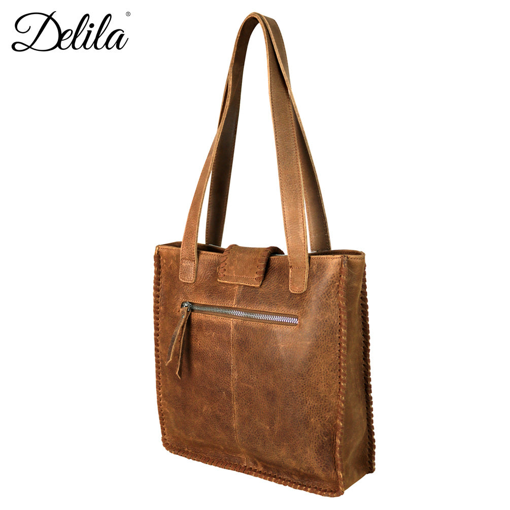 LEA-6033 Delila 100% Genuine Leather Hair-On Hide Collection Tote - Cowgirl Wear