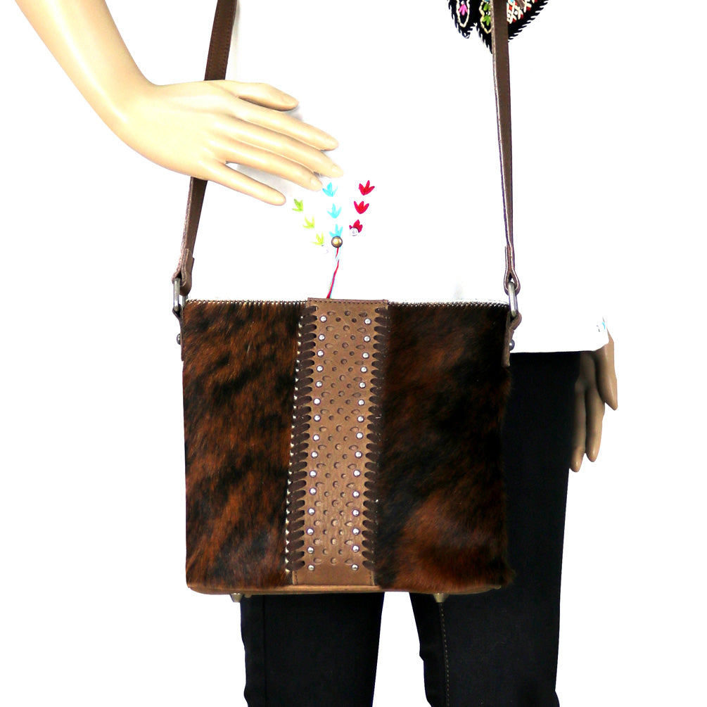 LEA-6039 Delila 100% Genuine Leather Hair-On Hide Collection Crossbody - Cowgirl Wear