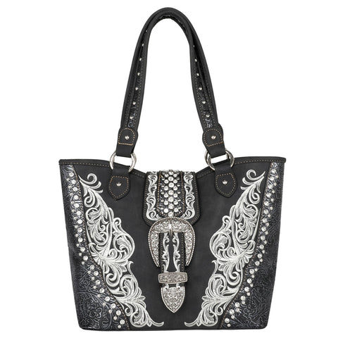 Montana West Embossed Buckle Collection Concealed Carry Tote - Cowgirl Wear