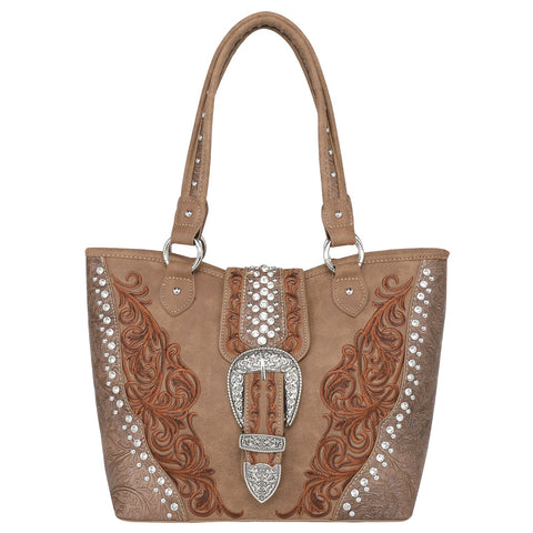 Montana West Embossed Buckle Collection Concealed Carry Tote - Cowgirl Wear