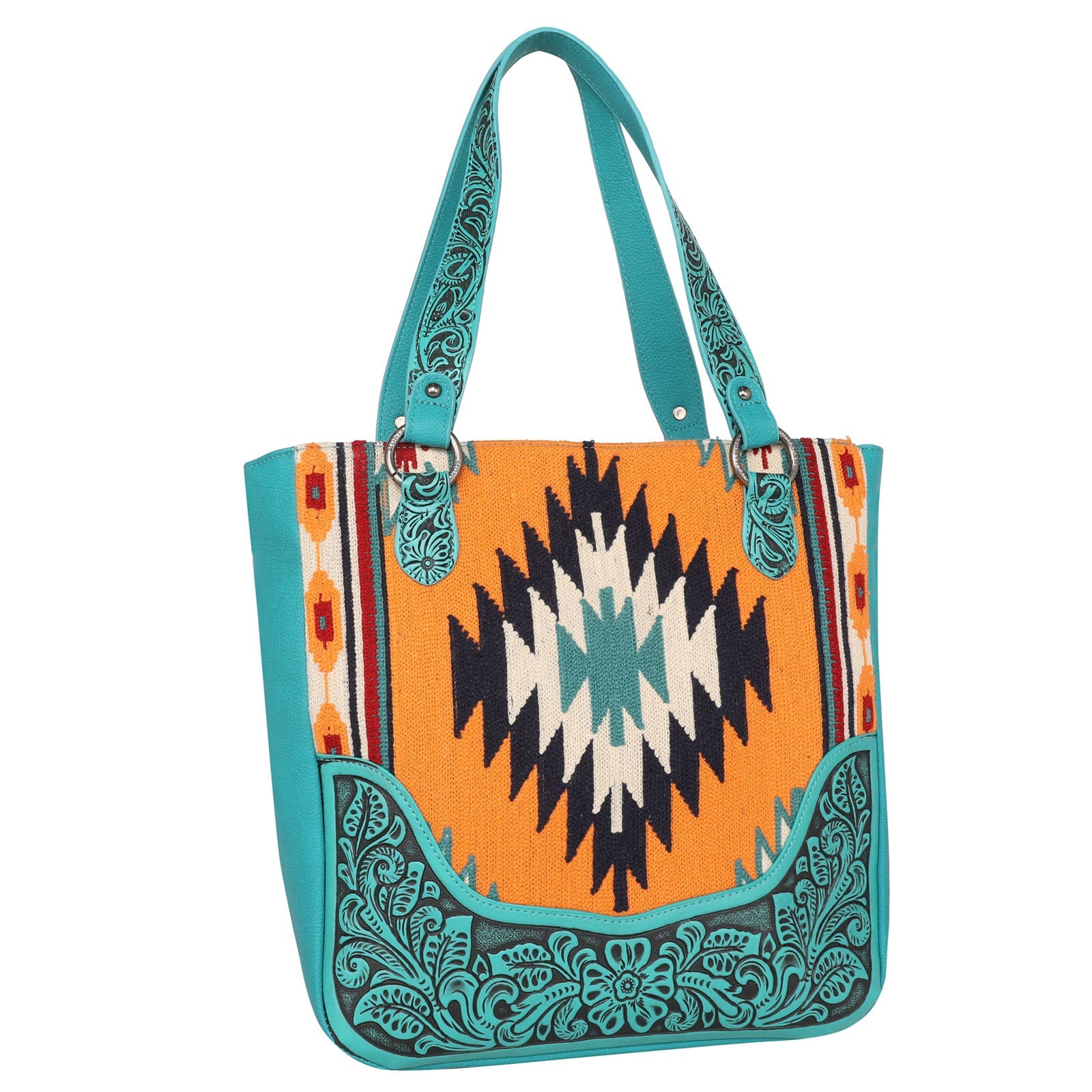 Montana West Aztec Tapestry Tooled Collection Concealed Carry Oversized Tote - Cowgirl Wear