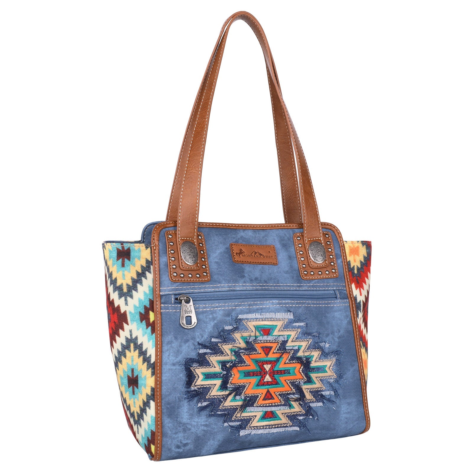 Montana West Aztec Jean Denim Collection Tote - Cowgirl Wear