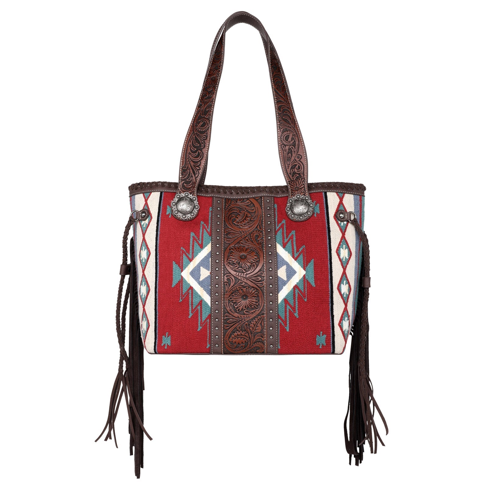 Montana West Aztec Tapestry Tooled Collection Concealed Carry Tote - Cowgirl Wear