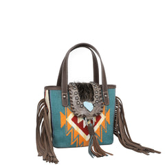 Montana West Hair-On Cowhide Collection Aztec Tapestry Small Tote/Crossbody - Cowgirl Wear
