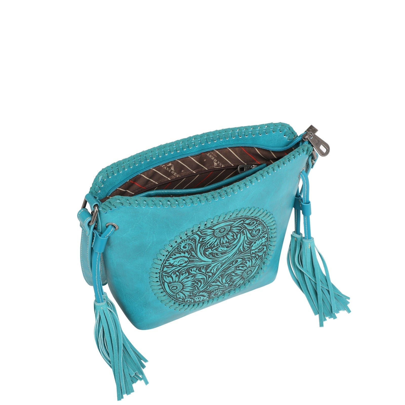 Montana West Embossed Collection Saddle Bag - Coffee - Cowgirl Wear
