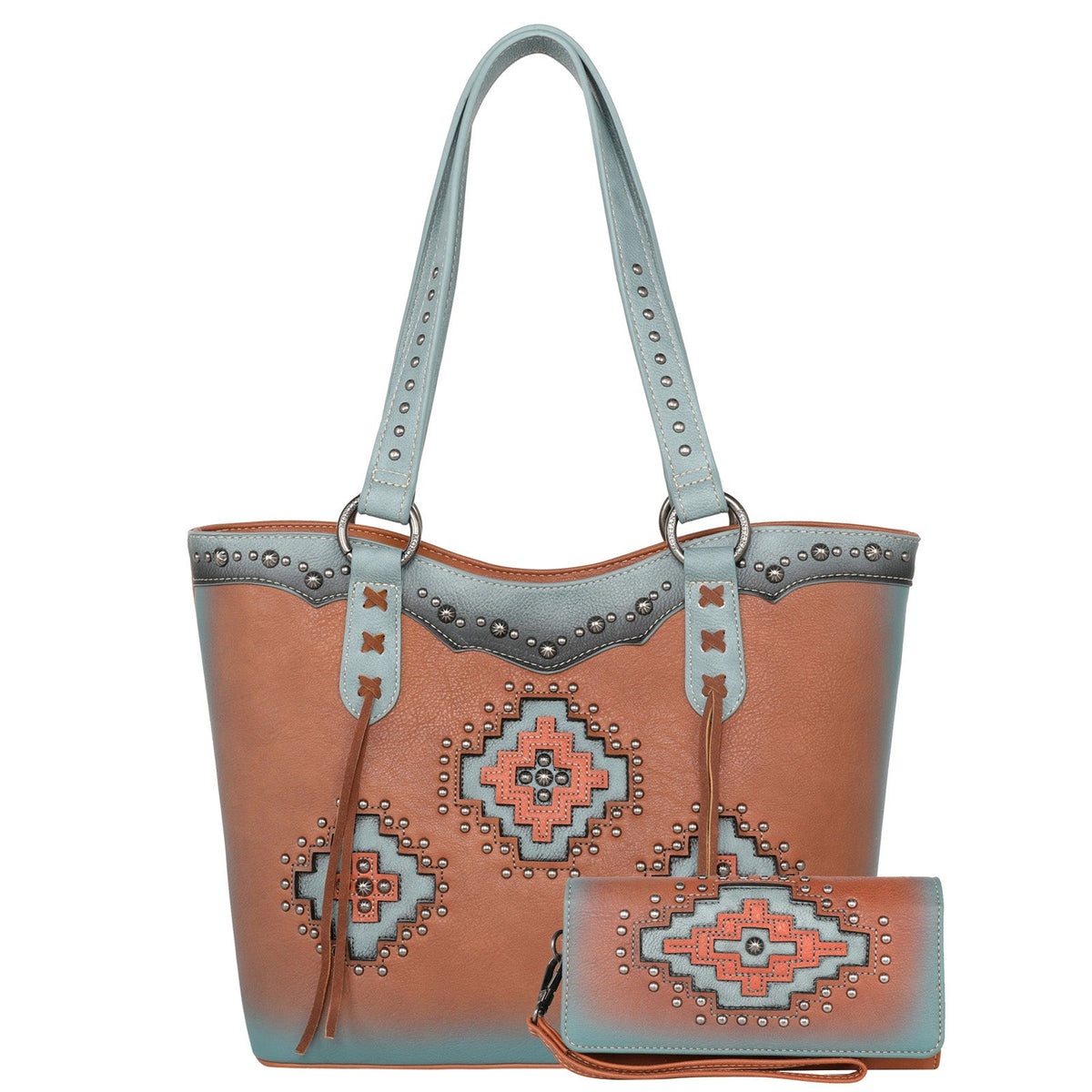 Montana West Cut-out Aztec Collection Concealed Carry Tote with Matching Wallet - Cowgirl Wear
