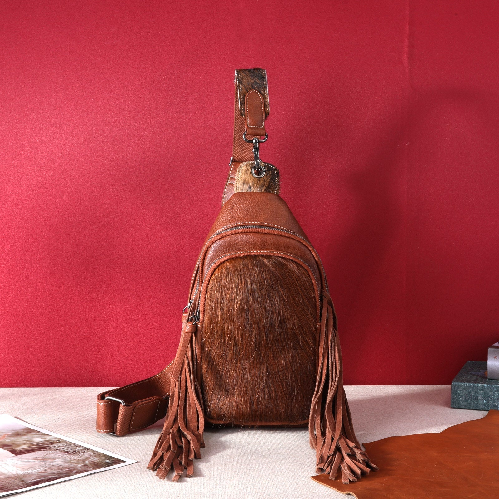 Montana West Genuine Hair-On Cowhide Fringe Crossbody/Sling/Chest Bag - Cowgirl Wear