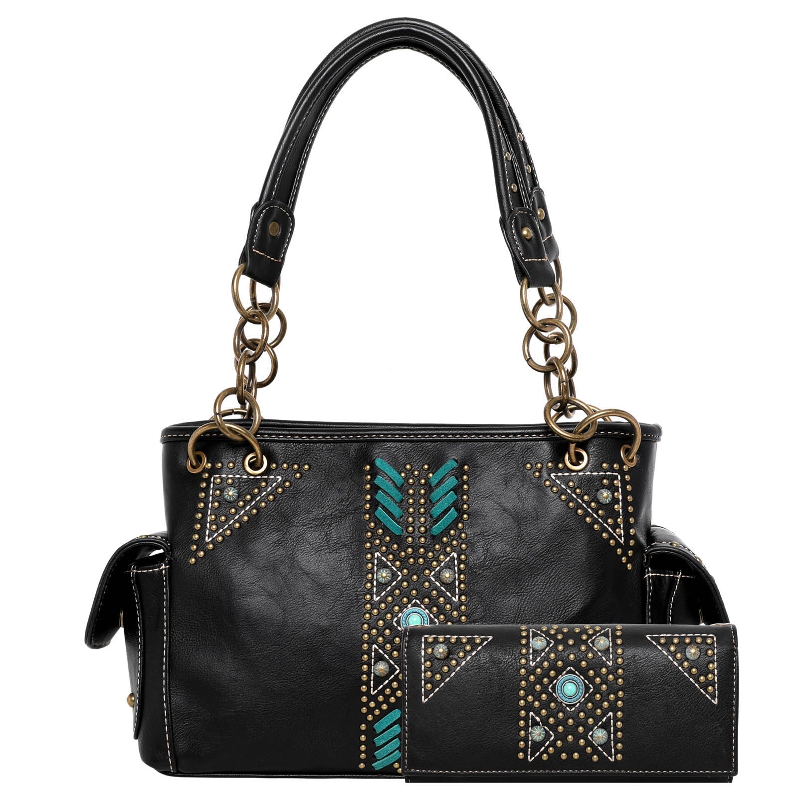 Montana West Aztec Collection Concealed Carry Satchel and Wallet Set - Cowgirl Wear