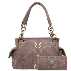 Montana West Aztec Collection Concealed Carry Satchel and Wallet Set - Cowgirl Wear