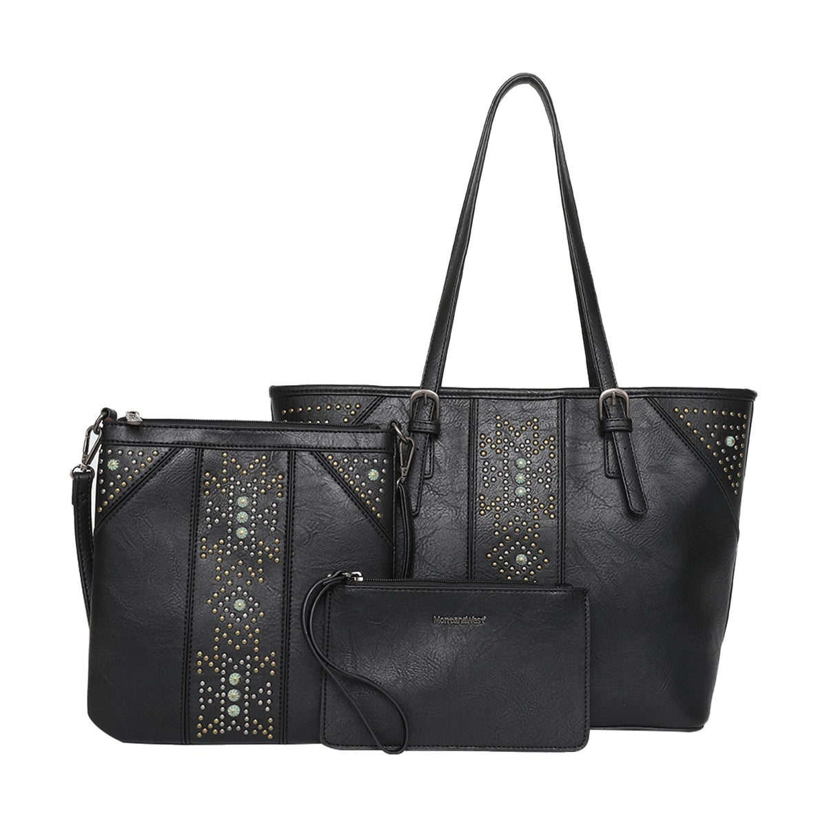 Montana West 3PCs Aztec Studded Set Tote/Crossbody/Wallet - Cowgirl Wear