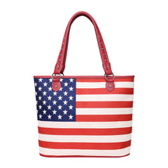 Montana West US Flag Design Canvas Tote with Clutch - Cowgirl Wear