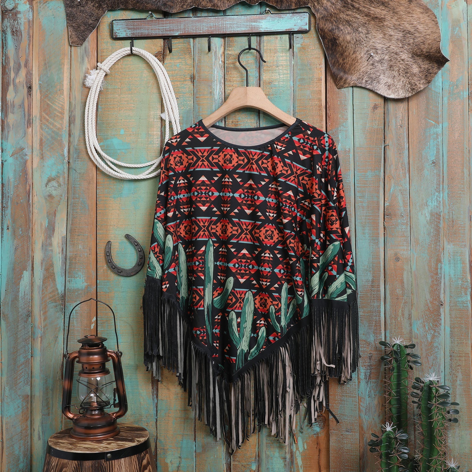 Montana West Cactus Collection Poncho - Cowgirl Wear