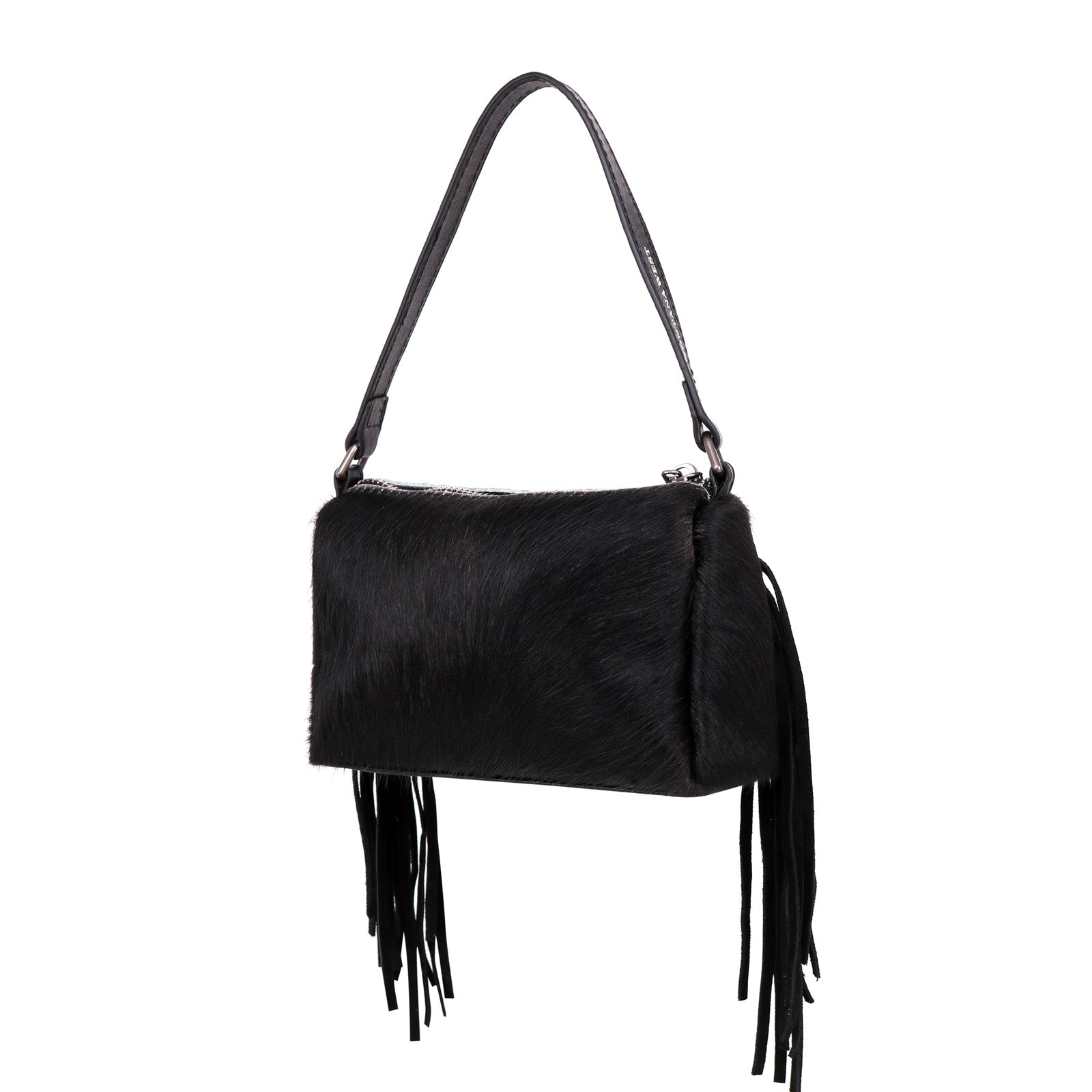 Genuine Leather Calf Hair Collection Fringe Crossbody Bag - Cowgirl Wear