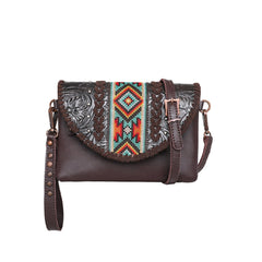 Montana West Genuine Leather Tooled Collection Crossbody/Wristlet - Cowgirl Wear