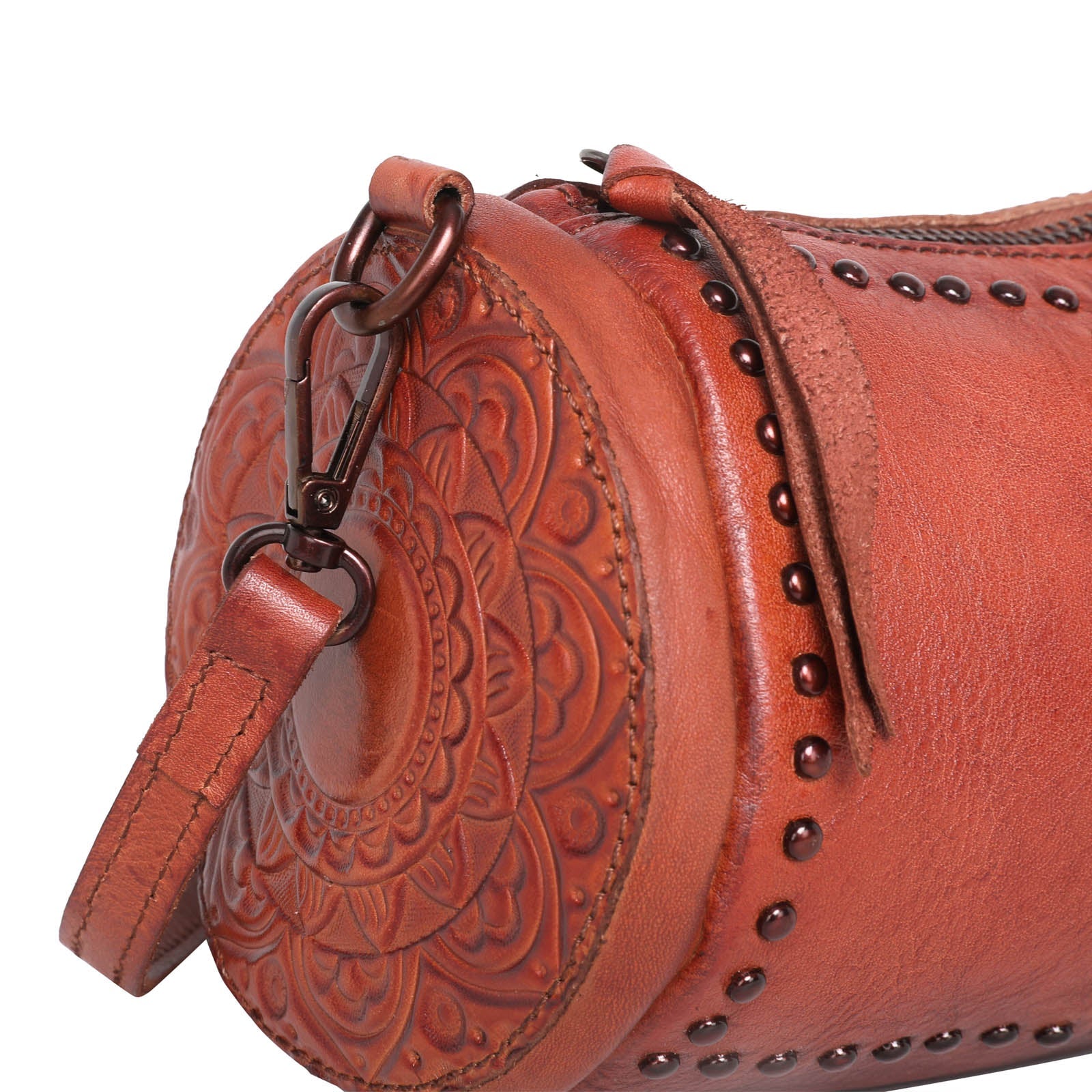 Montana West Genuine Leather Studs Collection Mini Barrel Bag - Cowgirl Wear