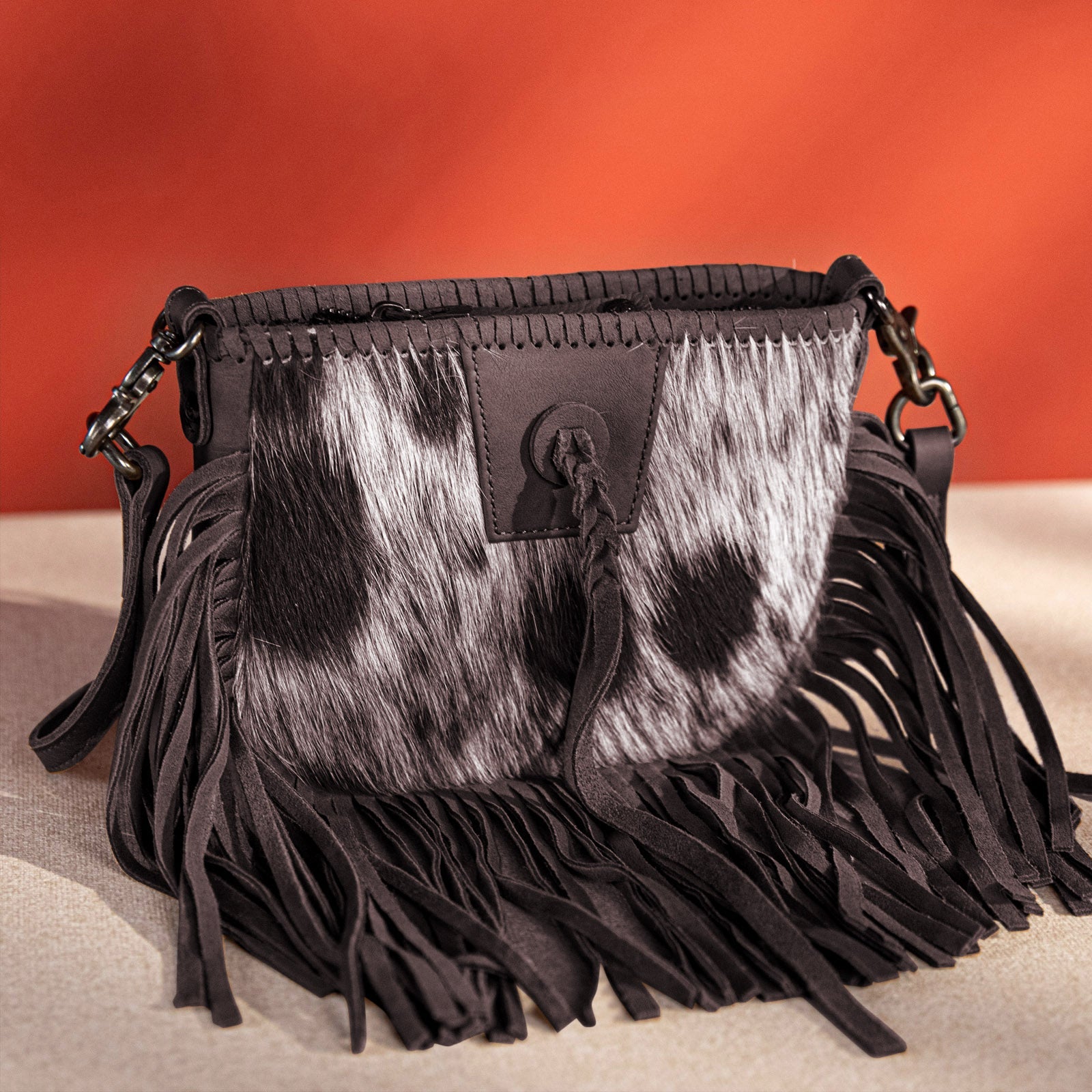 Montana West Genuine Leather Hair-On Collection Fringe Crossbody - Cowgirl Wear