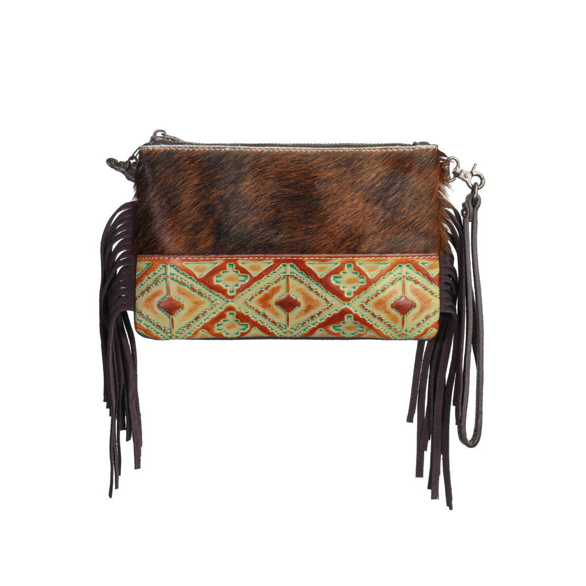 Montana West Hair-On Cowhide Leather Fringe Clutch/Crossbody - Cowgirl Wear