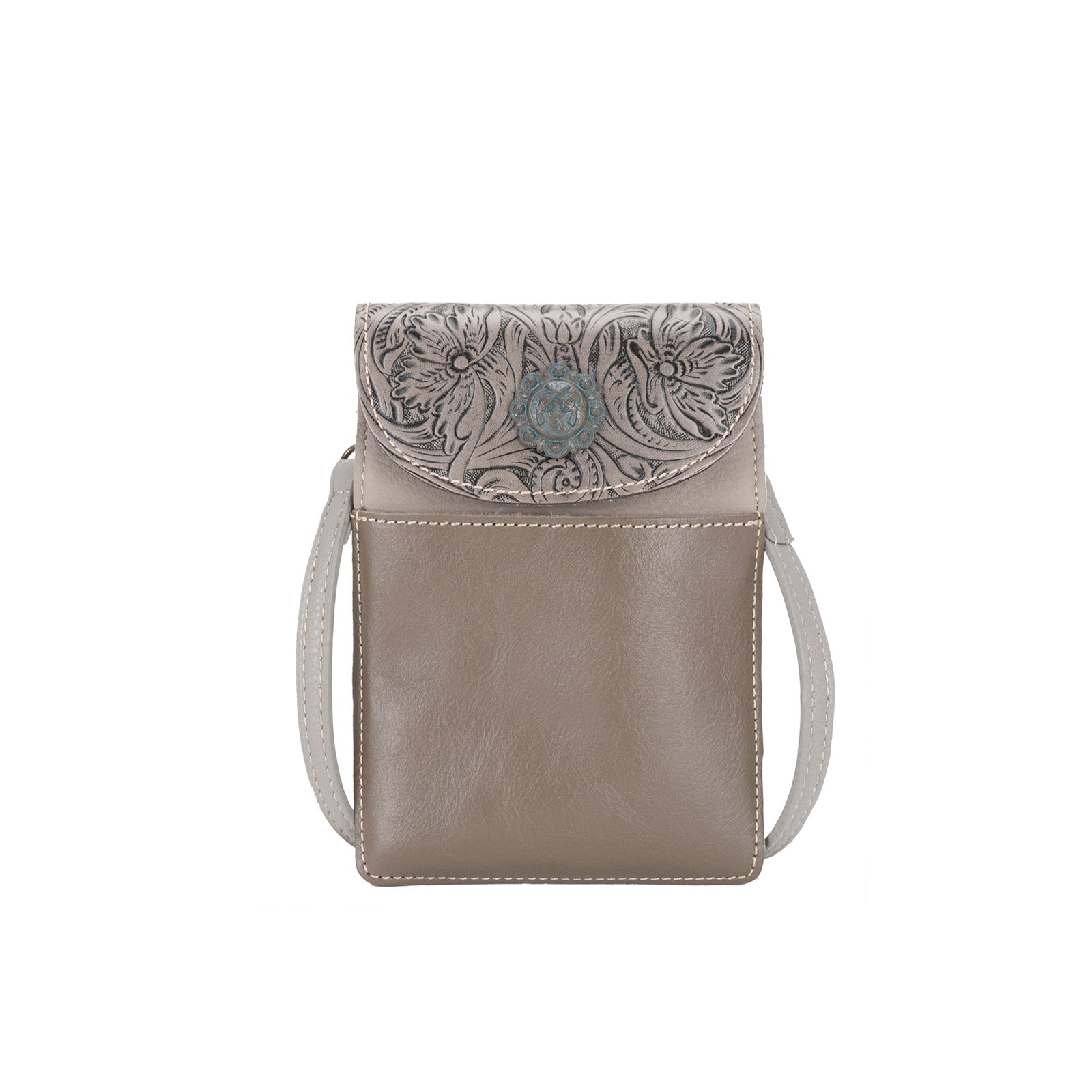 Montana West Floral Tooled Genuine Leather Belt Loop Phone Holster Pouch/Multi-function Crossbody - Cowgirl Wear