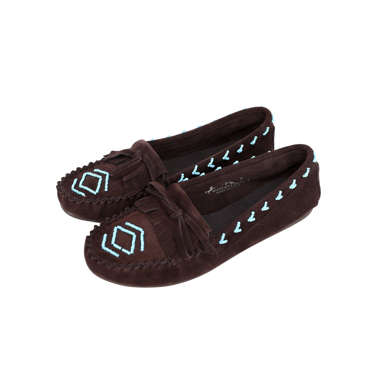 Leather Suede Moccasin Slipper Beaded Accents - Cowgirl Wear