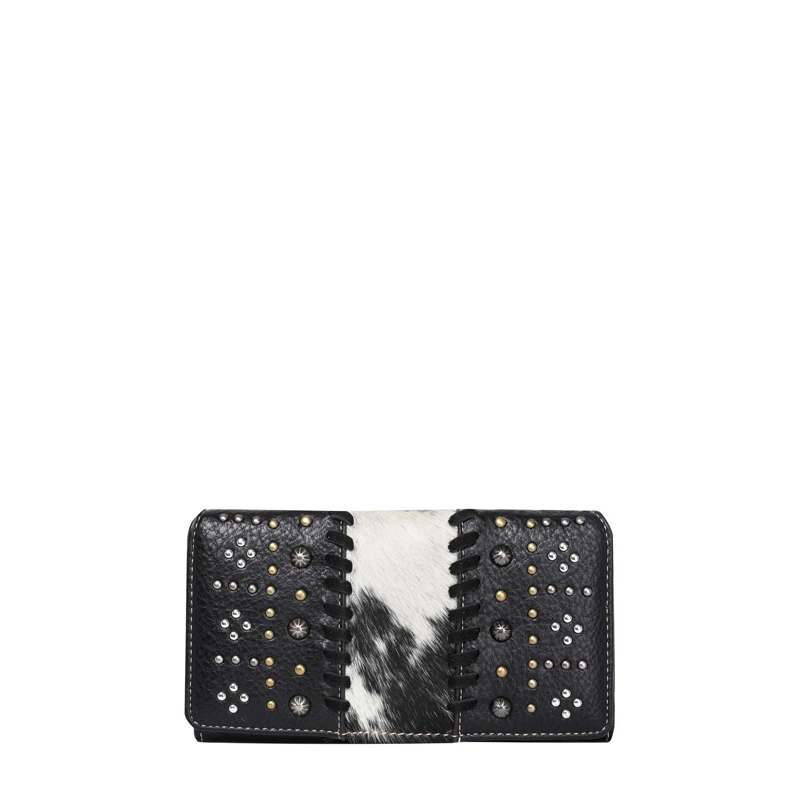 Trinity Ranch Hair-On Studded Collection Secretary Style Wallet - Cowgirl Wear