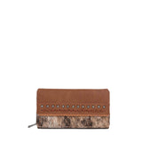 Trinity Ranch Hair-On Studded Collection Secretary Style Wallet