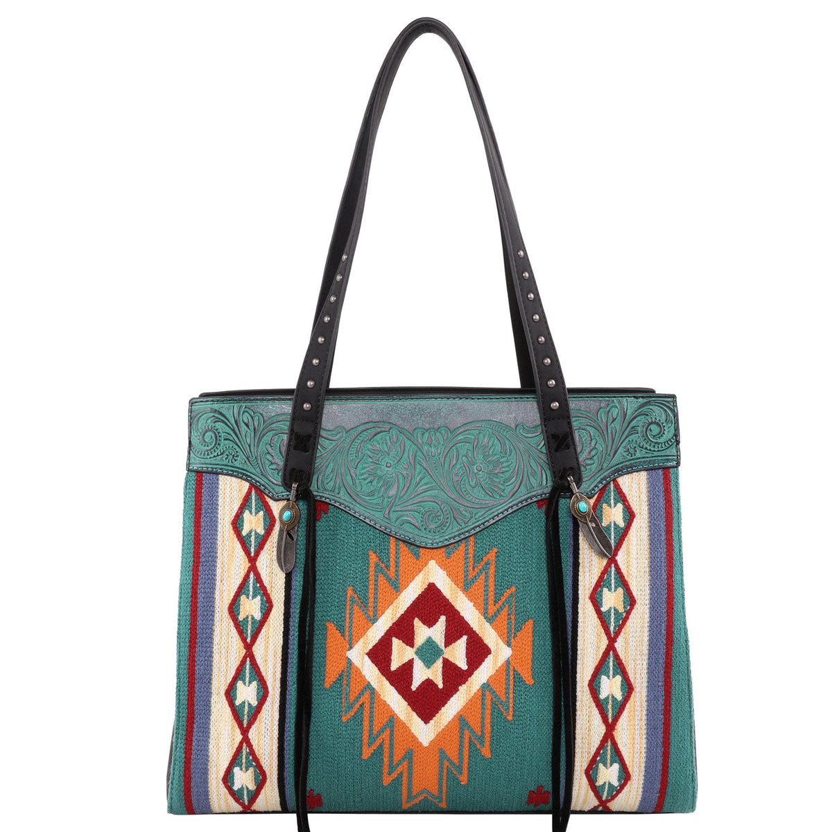 Trinity Ranch Leather Aztec Tapestry Collection Concealed Carry Tote - Cowgirl Wear