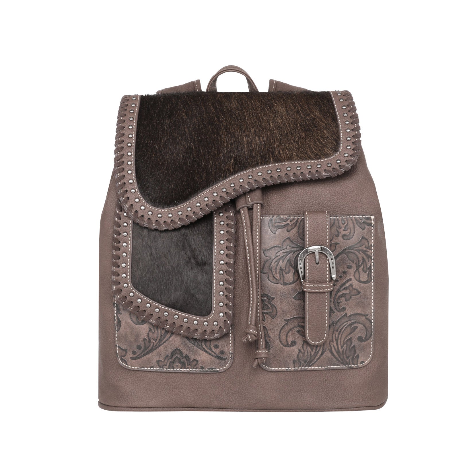 Trinity Ranch Hair-On Cowhide Saddle Shape Collection Backpack - Cowgirl Wear