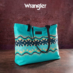 Wrangler Southwestern Dual Sided Print Canvas Tote Bag - Green - Cowgirl Wear