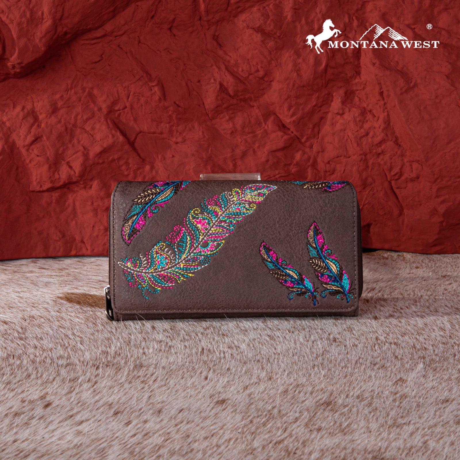 Montana West Feather Embroidered  Collection Wallet - Cowgirl Wear