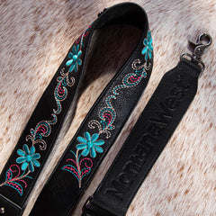 Montana West Western Guitar Style Embroidered Crossbody Strap - Black - Cowgirl Wear