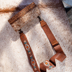 Montana West Western Guitar Style Aztec Crossbody Strap -Brown - Cowgirl Wear