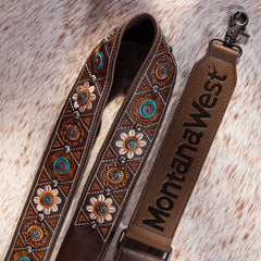 Montana West Western Guitar Style Embroidered Crossbody Strap - Coffee - Cowgirl Wear